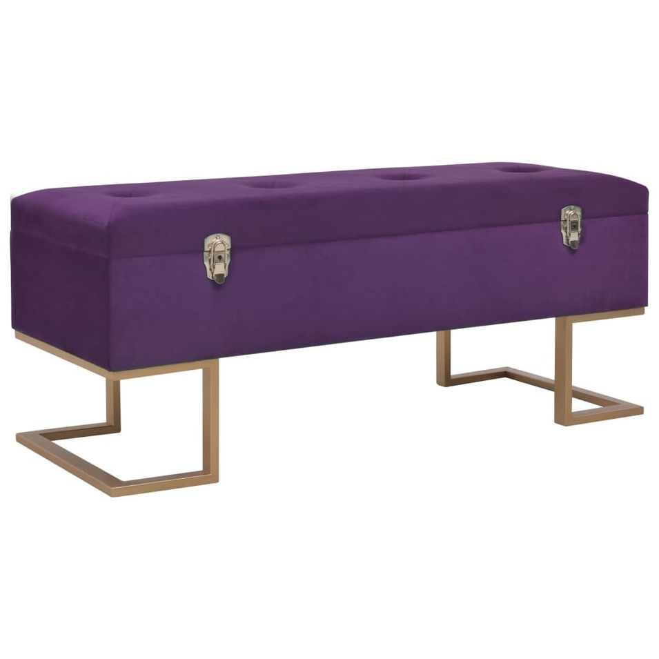 Banc avec compartiment de rangement 105 cm Violet Velours - Photo n°1