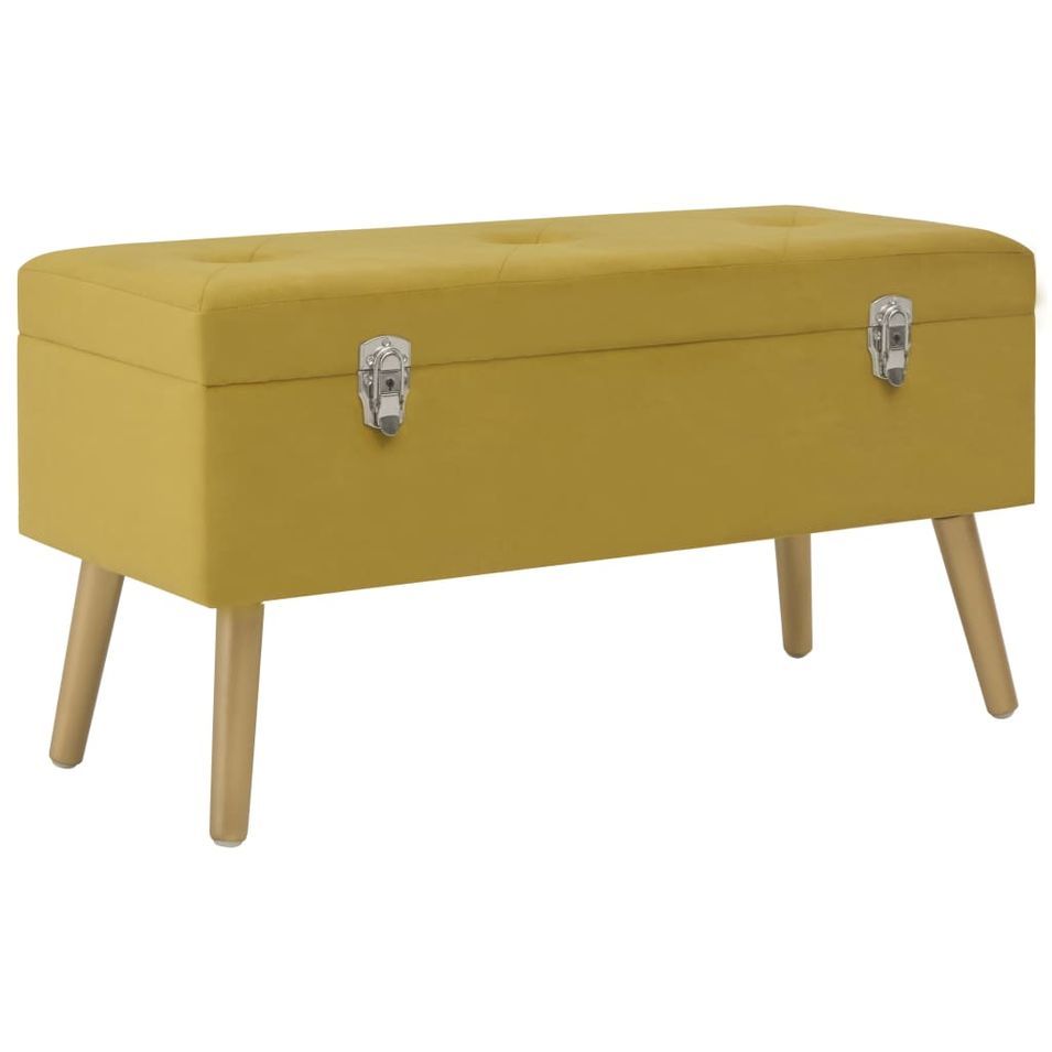 Banc avec compartiment de rangement 80cm Jaune moutarde Velours - Photo n°1
