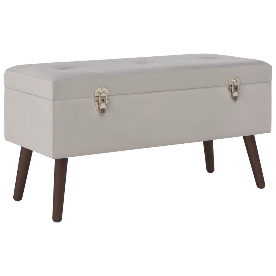 Banc avec compartiment de rangement Gris 80 cm Velours - Photo n°1