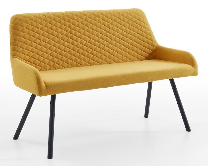 Banc avec dossier scandinave tissu jaune et pieds noirs Morane - Photo n°1