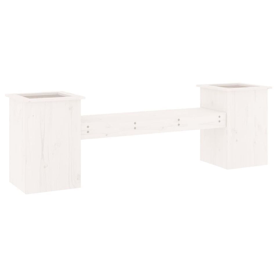 Banc avec jardinières blanc 184,5x39,5x56,5 cm bois massif pin - Photo n°1