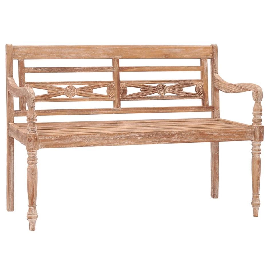 Banc Batavia 120 cm Huilé en blanc Bois de teck solide - Photo n°1
