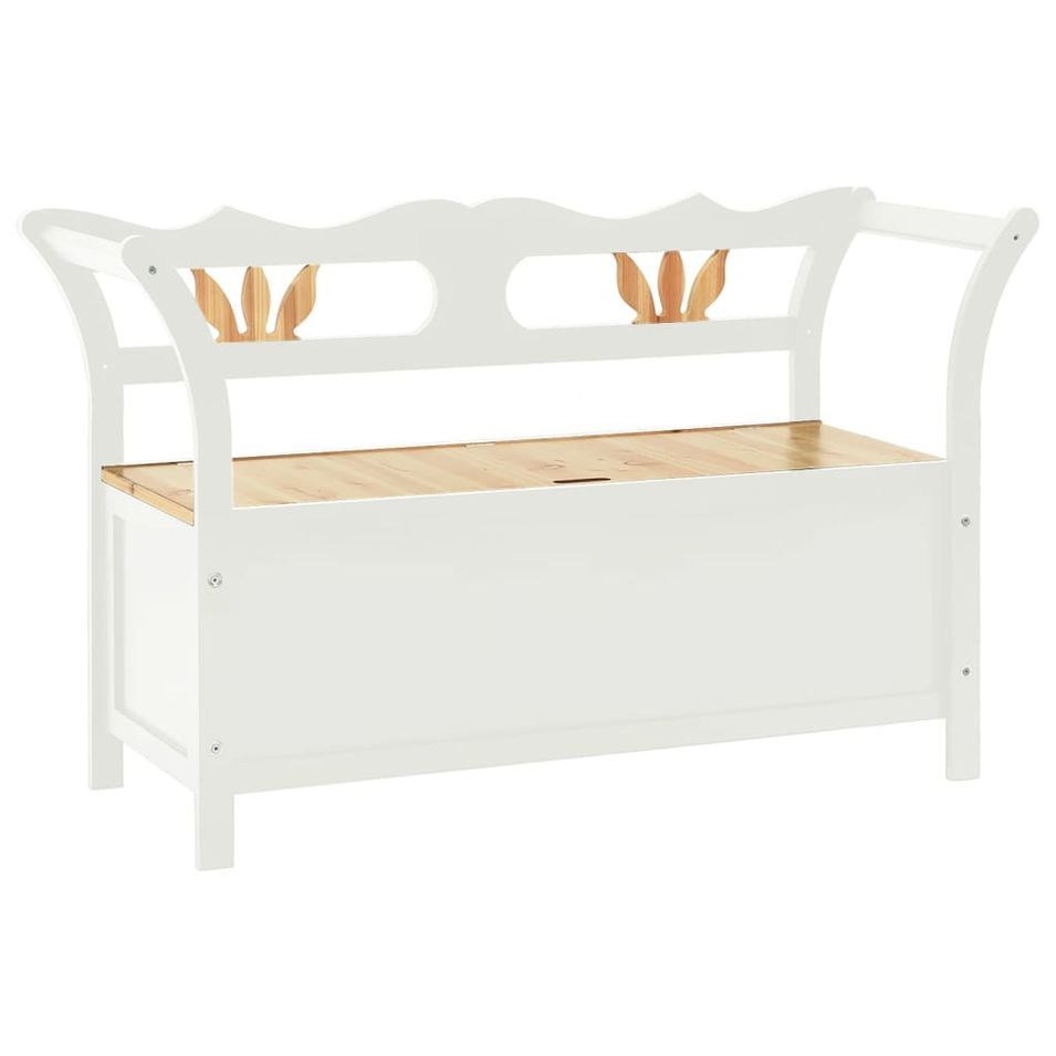 Banc Blanc 107x45x75,5 cm Bois de sapin solide - Photo n°1