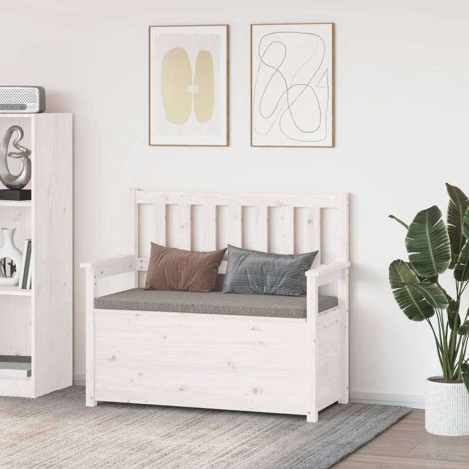 Banc Blanc 112,5x51,5x96,5 cm Bois de pin massif - Photo n°1