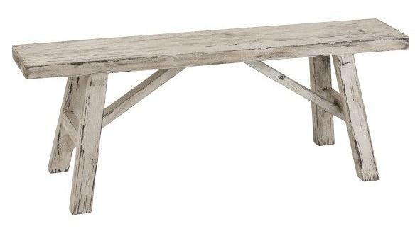Banc bois massif blanc délavé Lay L 120 cm - Photo n°1