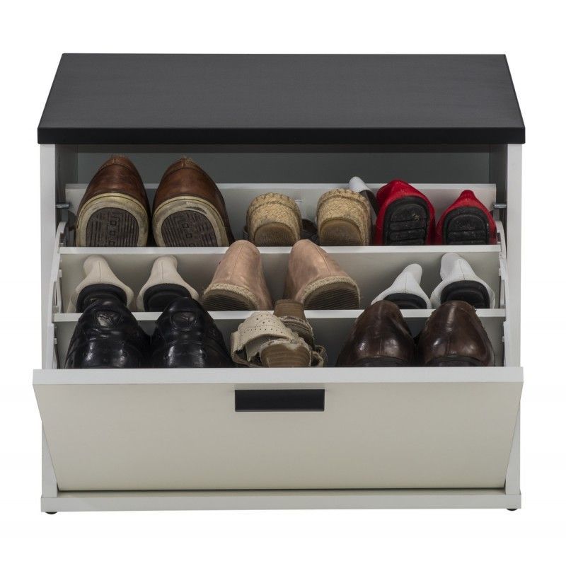 Banc coffre à chaussures LUKO 54 cm – Meuble d’entrée avec abattant 9 paires et assise - Photo n°1