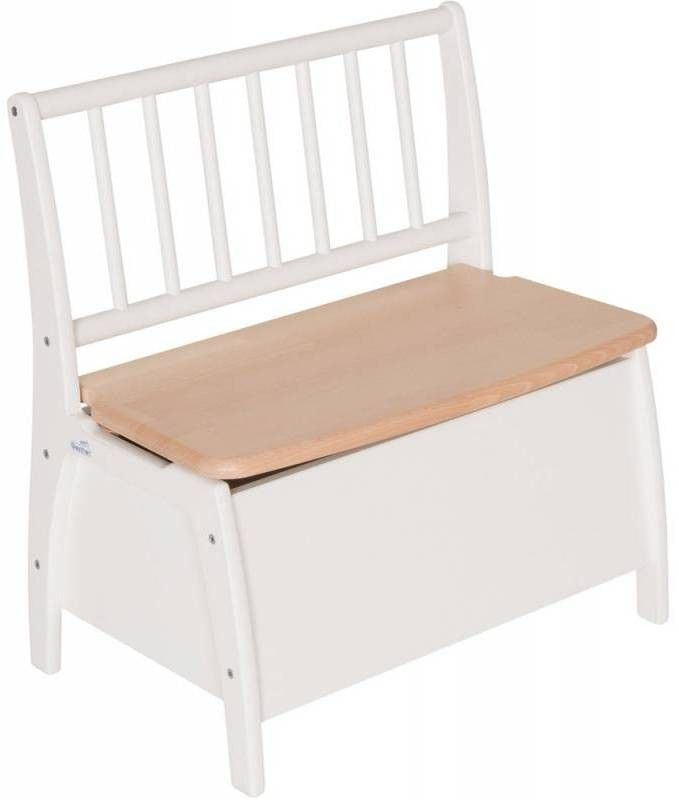Banc coffre hêtre blanc et naturel Bambino - Photo n°1