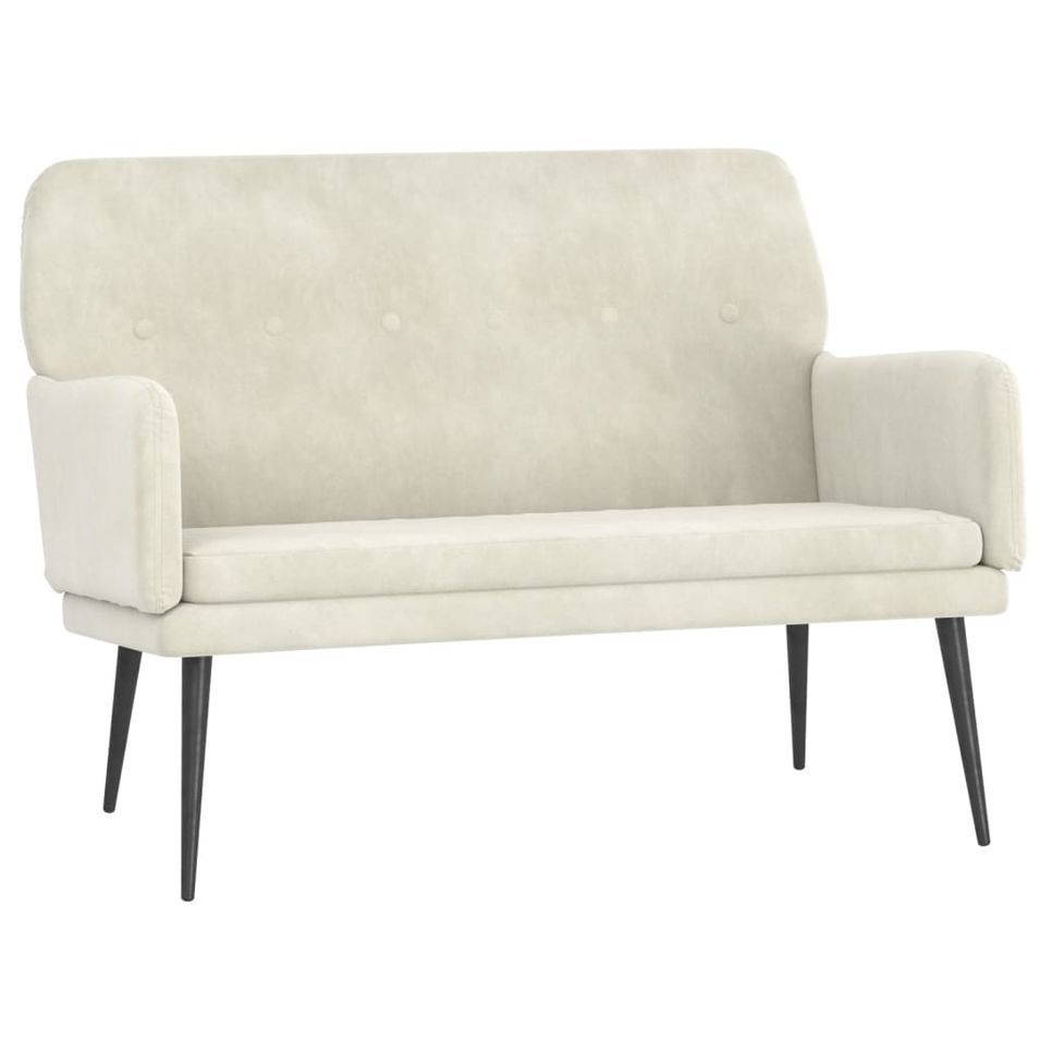 Banc Crème 108x79x79 cm Velours - Photo n°1