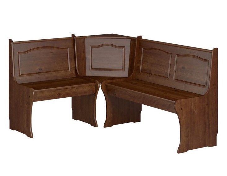 Banc d'angle pin massif vernis marron Saumur - Photo n°1