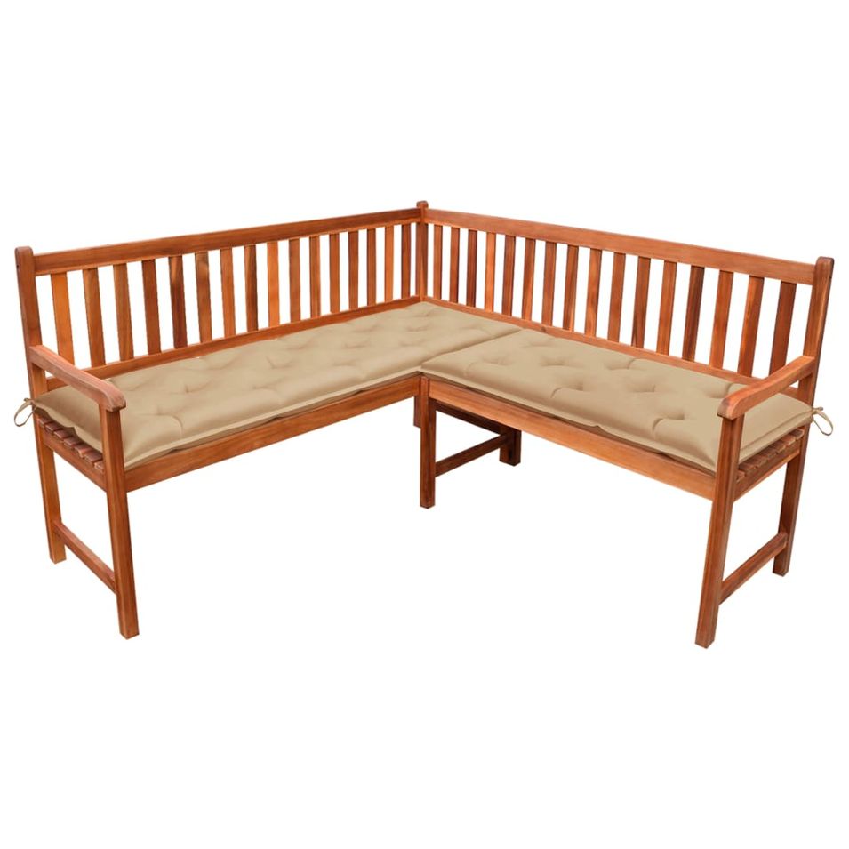Banc d'angle de jardin avec coussins 150cm Bois d'acacia massif 10 - Photo n°1