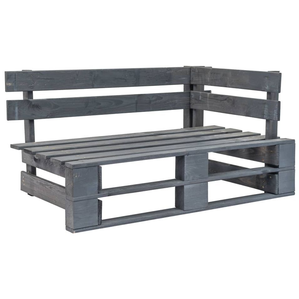 Banc d'angle palette de jardin Bois Gris - Photo n°1