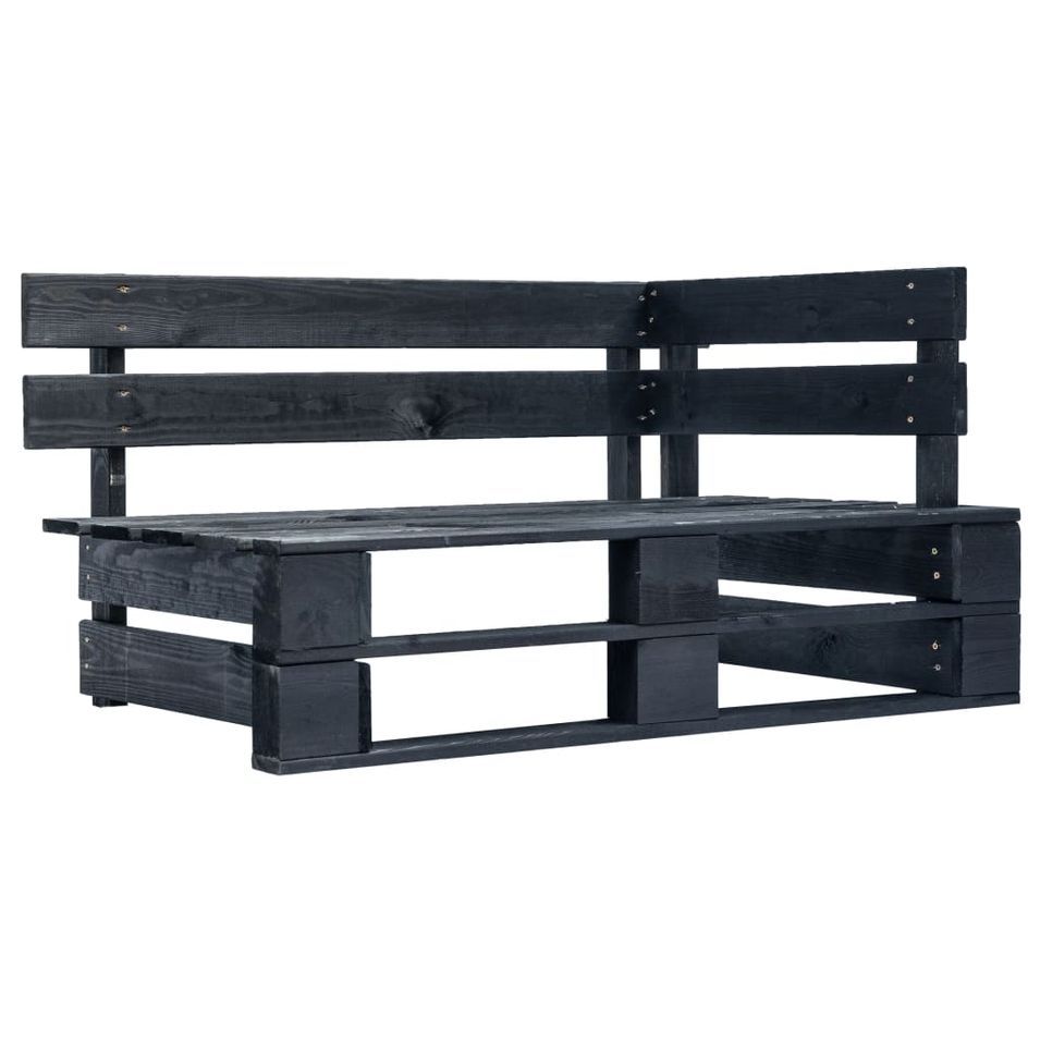 Banc d'angle palette de jardin Bois Noir - Photo n°1