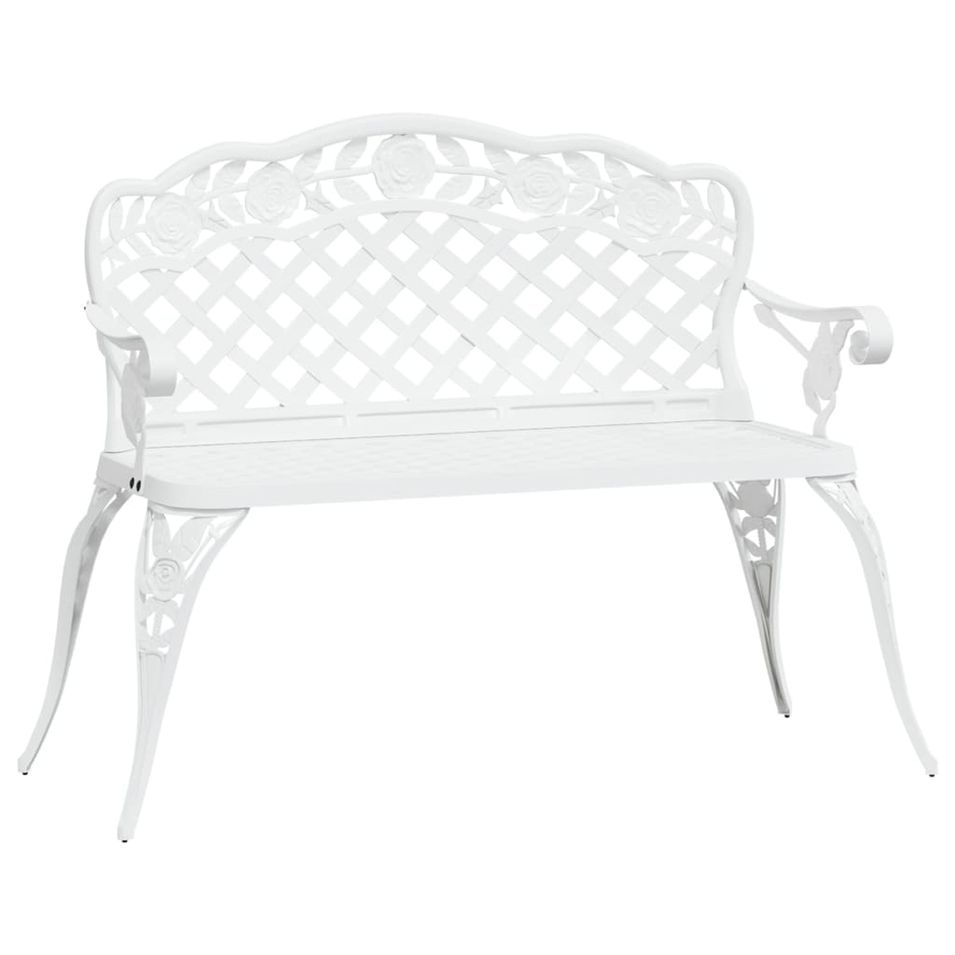 Banc de jardin 108 cm Aluminium coulé Blanc - Photo n°1
