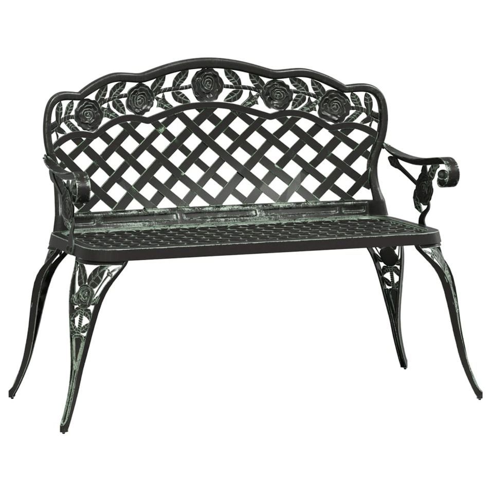 Banc de jardin 108 cm Aluminium coulé Vert - Photo n°1