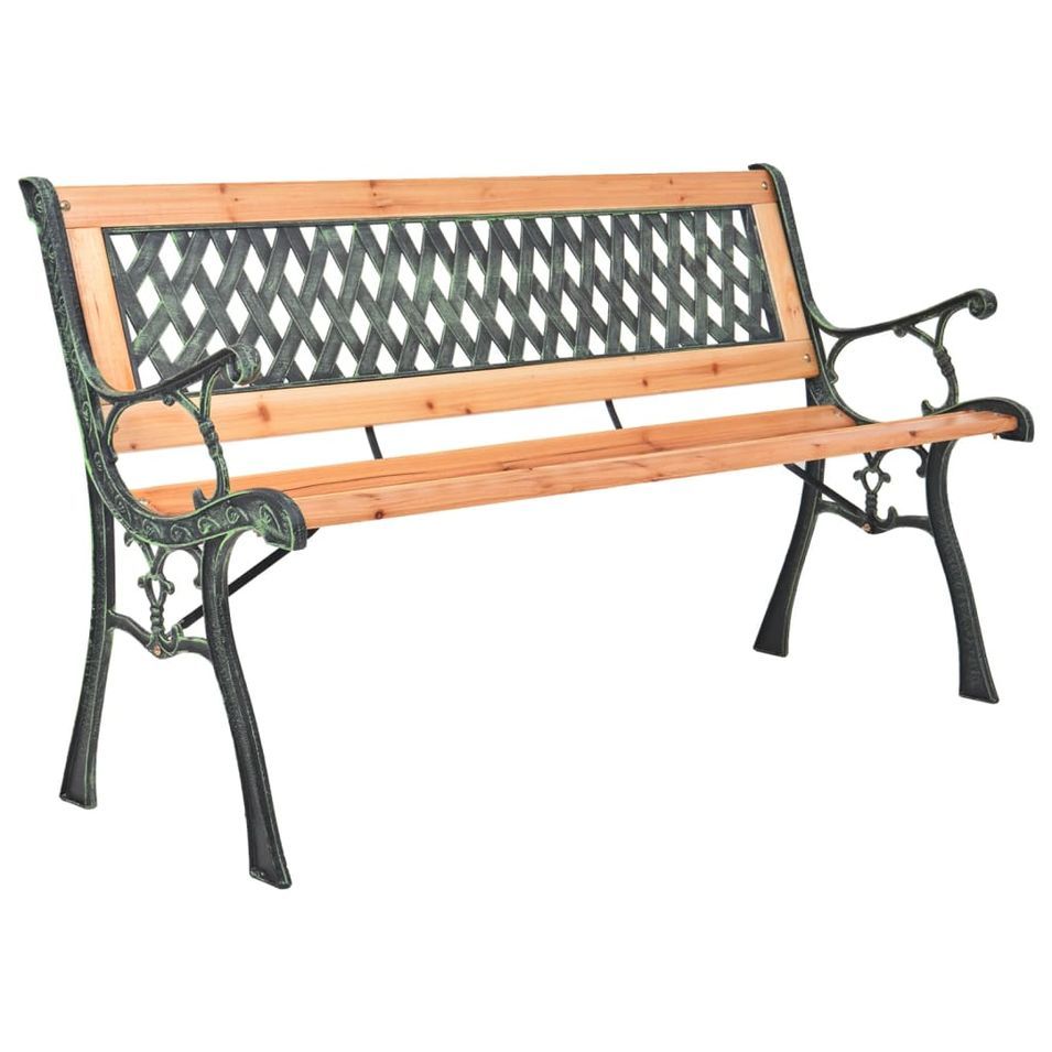 Banc de jardin 116 cm Fonte et bois massif de sapin - Photo n°1