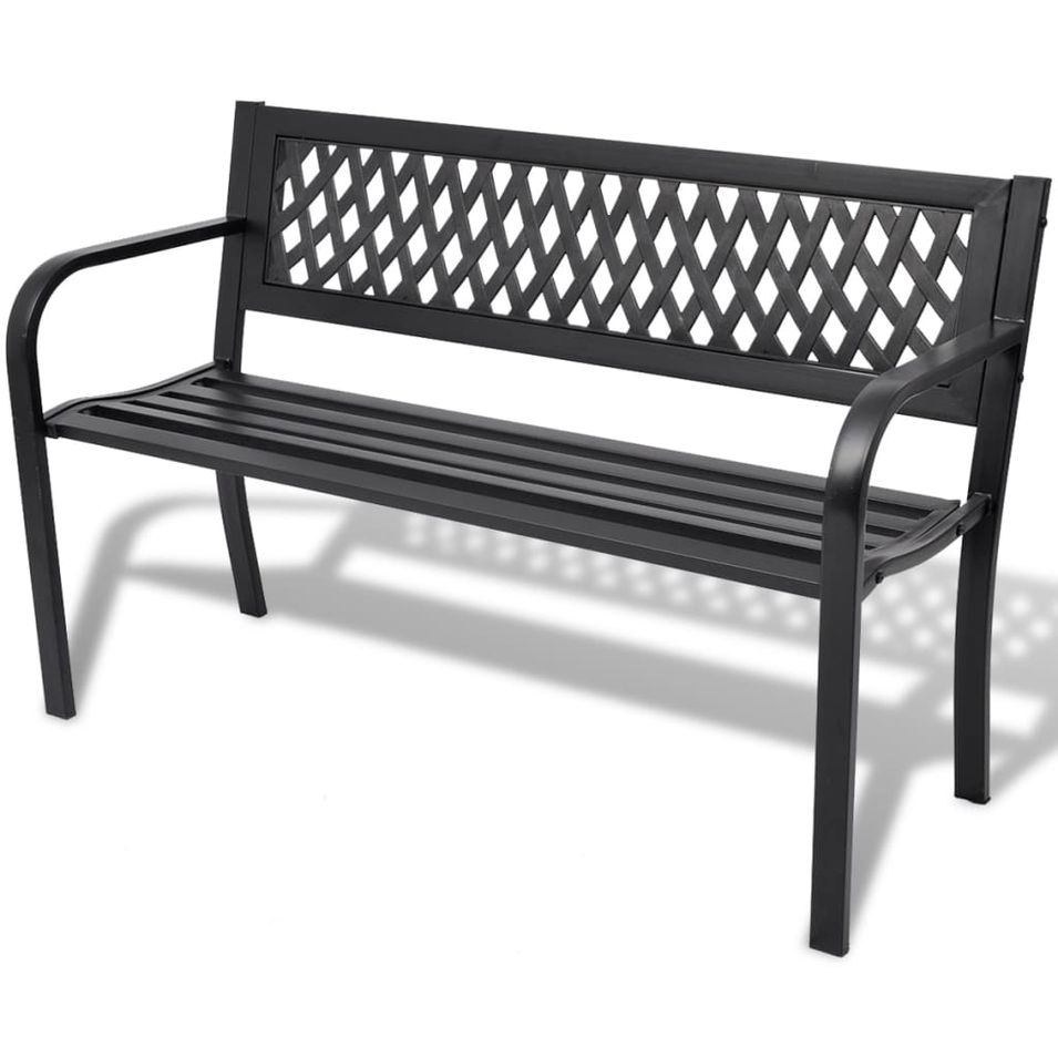 Banc de jardin 118 cm Acier Noir - Photo n°1