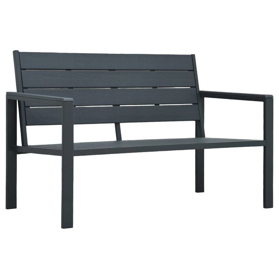 Banc de jardin 120 cm PEHD Gris Aspect de bois - Photo n°1