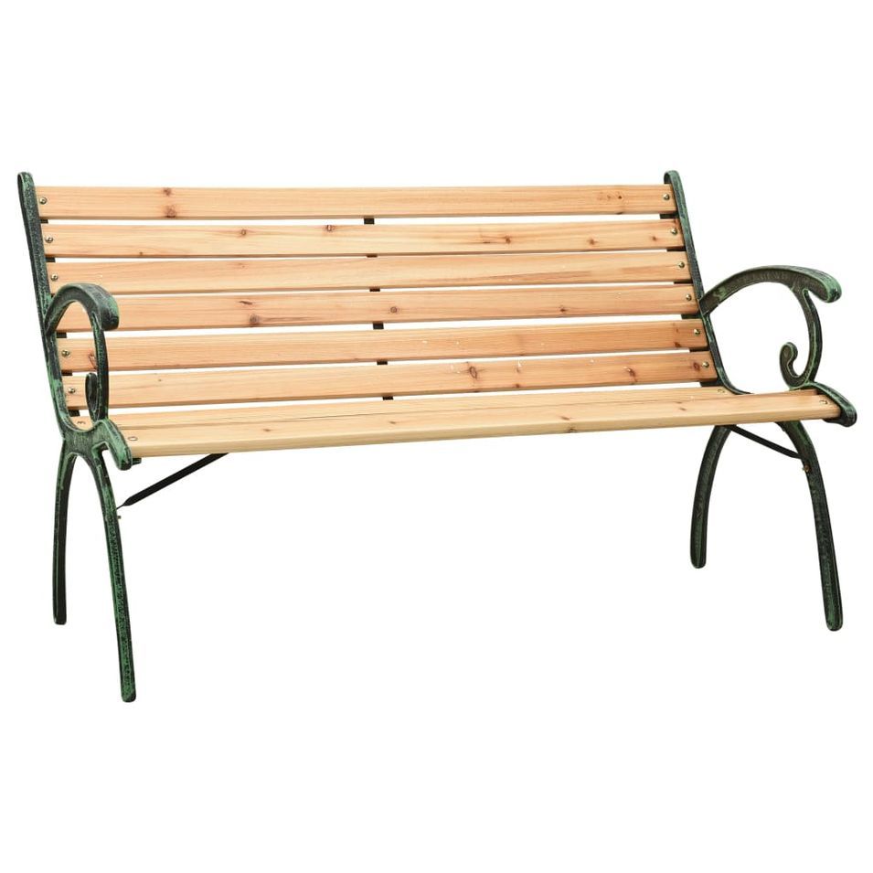 Banc de jardin 123 cm Fonte et bois de sapin massif - Photo n°1