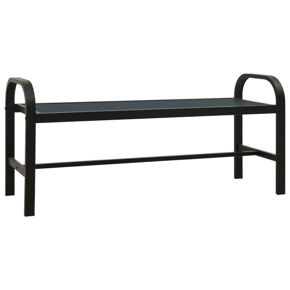 Banc de jardin 124,5 cm Acier et WPC Noir - Photo n°1