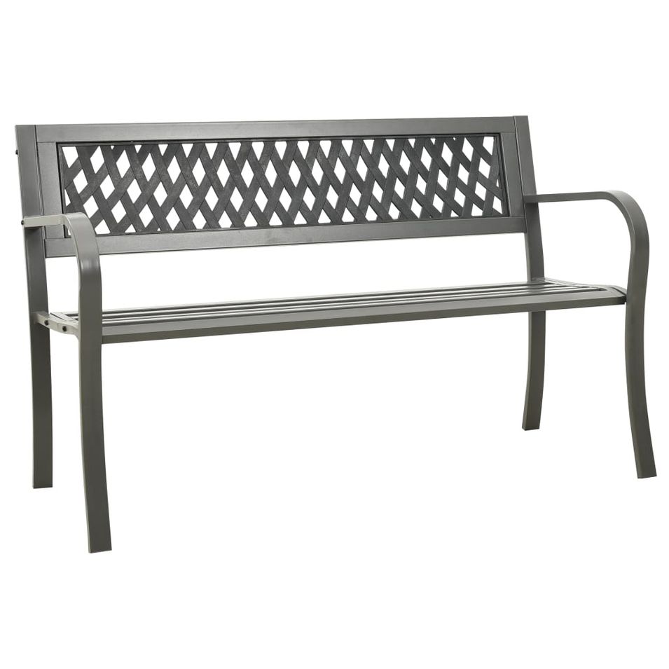 Banc de jardin 125 cm Acier Gris 2 - Photo n°1