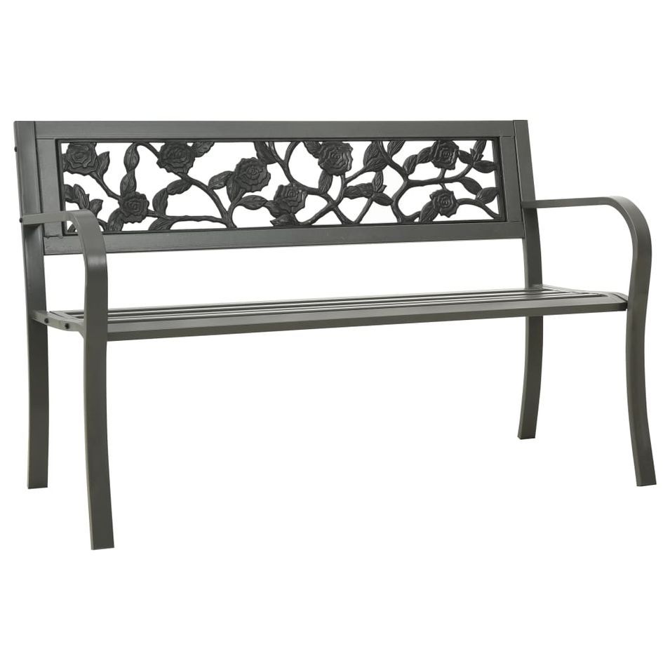Banc de jardin 125 cm Acier Gris 4 - Photo n°1