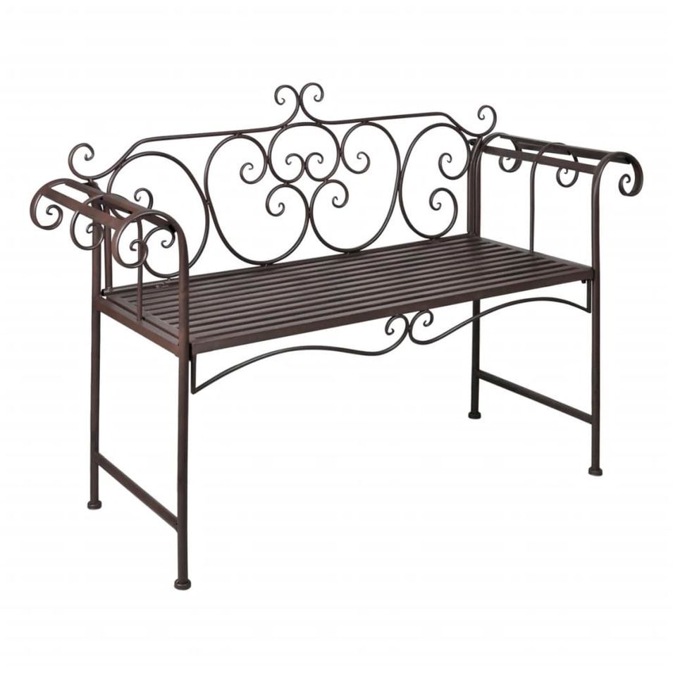 Banc de jardin 132 cm Acier Antique Marron - Photo n°1