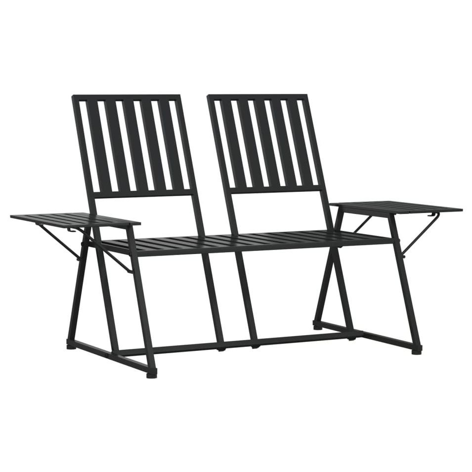 Banc de jardin 2 places 165 cm Noir Acier - Photo n°1