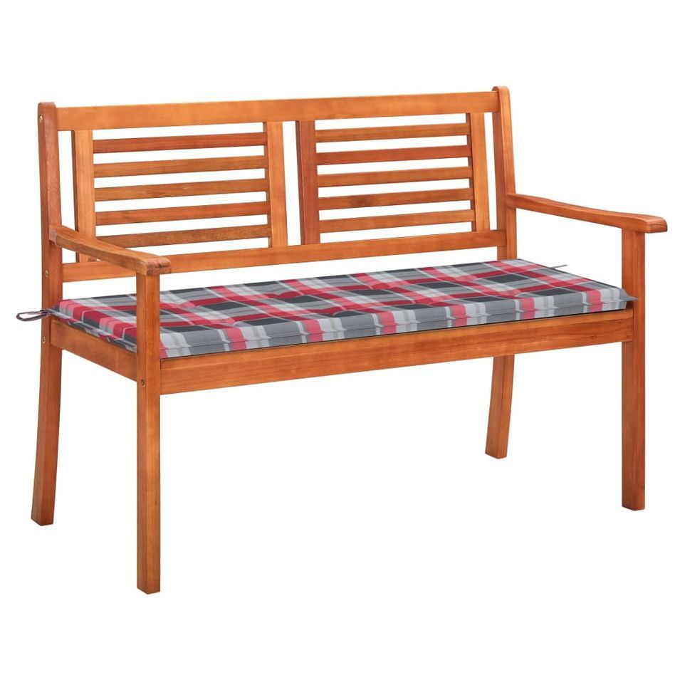 Banc de jardin 2 places avec coussin 120 cm Bois d'eucalyptus 19 - Photo n°1