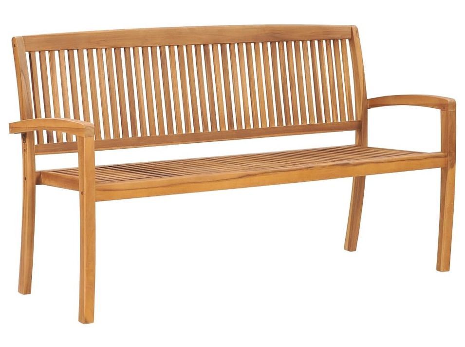 Banc de jardin 3 places 159 cm Bois de teck solide - Photo n°1