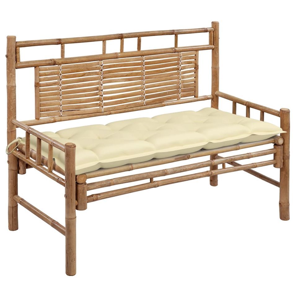 Banc de jardin avec coussin 120 cm Bambou 22 - Photo n°1