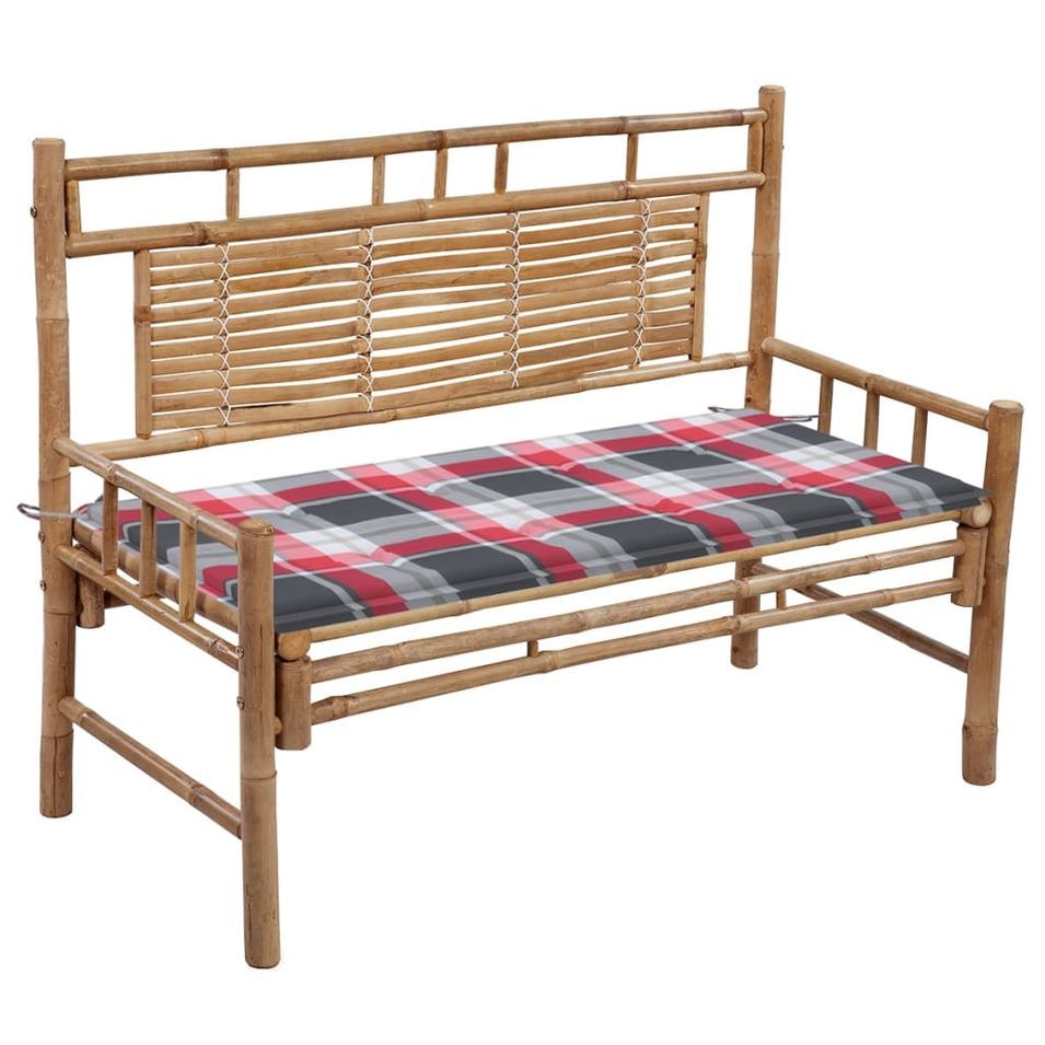 Banc de jardin avec coussin 120 cm Bambou 18 - Photo n°1