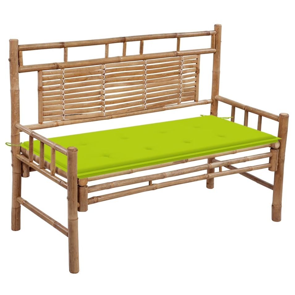 Banc de jardin avec coussin 120 cm Bambou 7 - Photo n°1