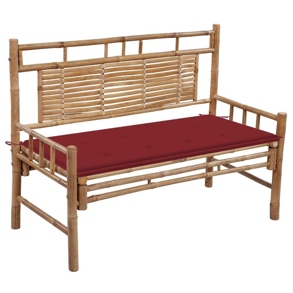 Banc de jardin avec coussin 120 cm Bambou 5 - Photo n°1