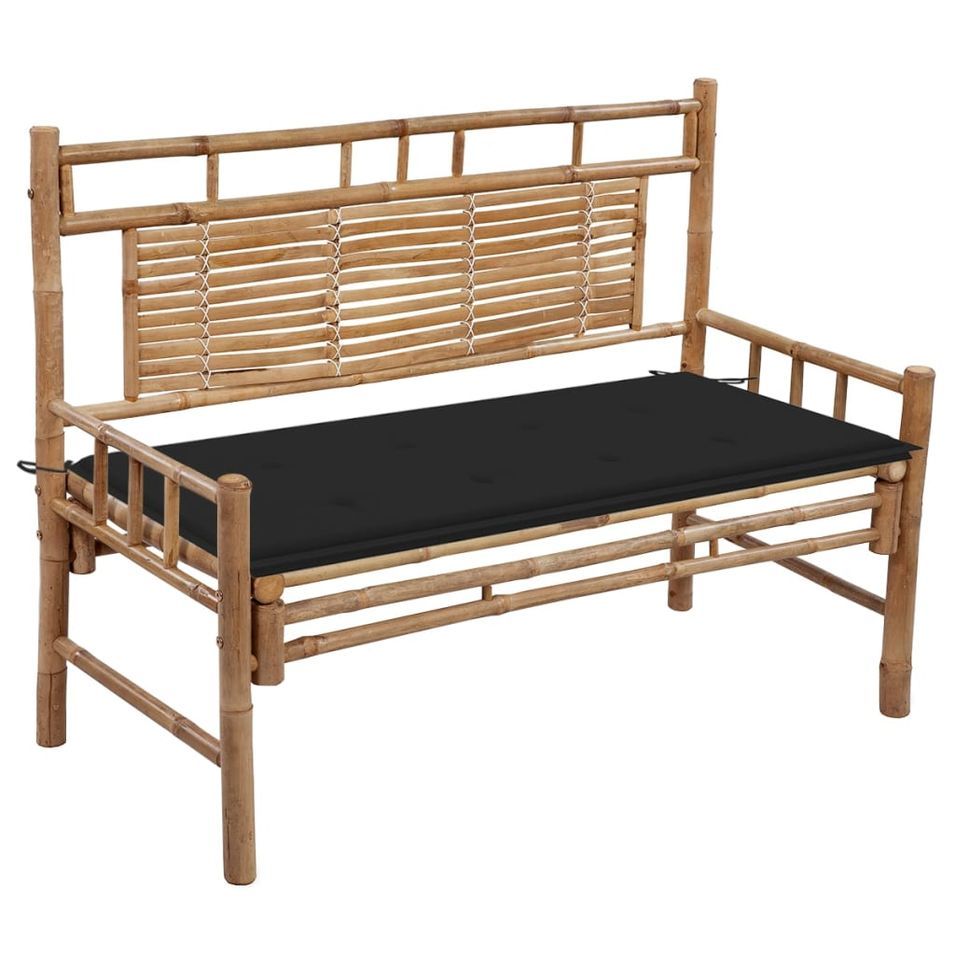 Banc de jardin avec coussin 120 cm Bambou 15 - Photo n°1
