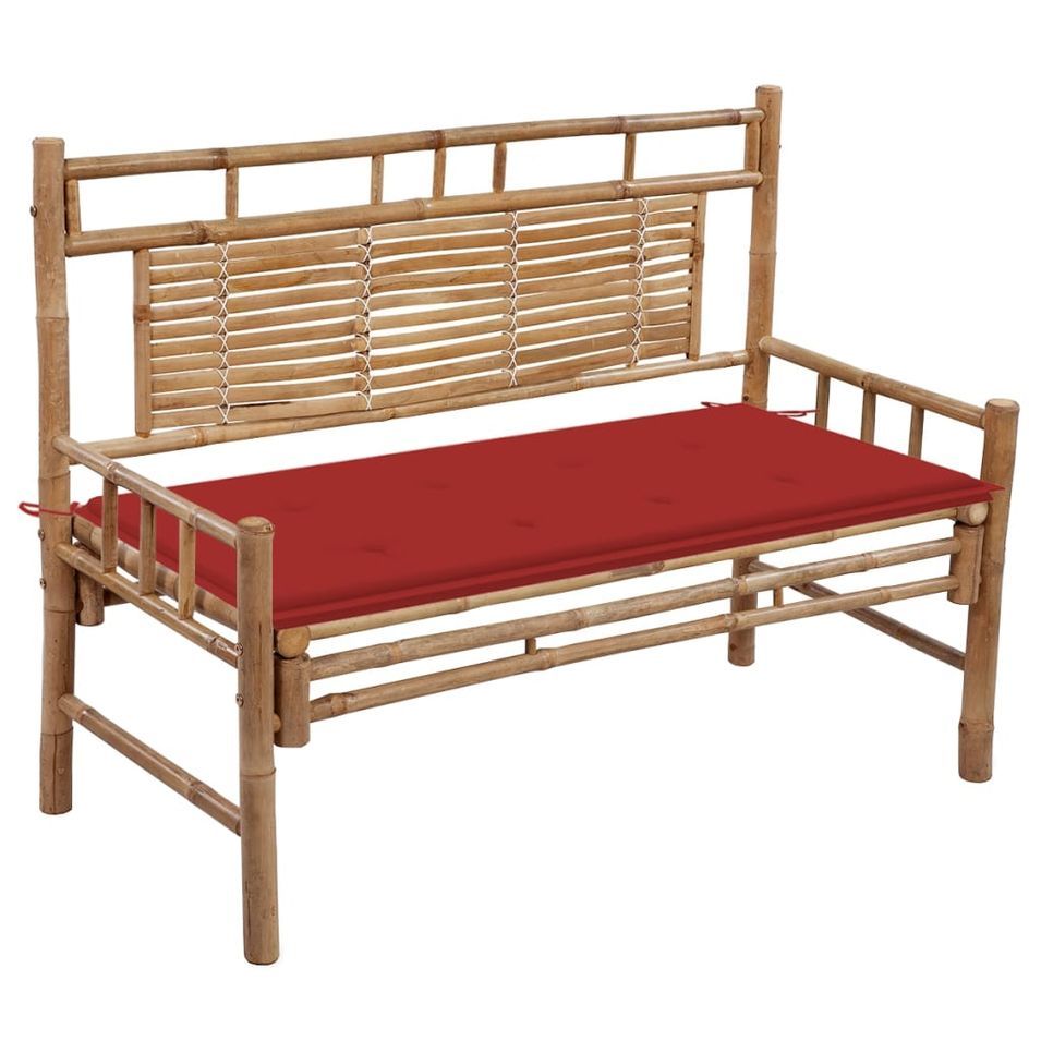 Banc de jardin avec coussin 120 cm Bambou 12 - Photo n°1