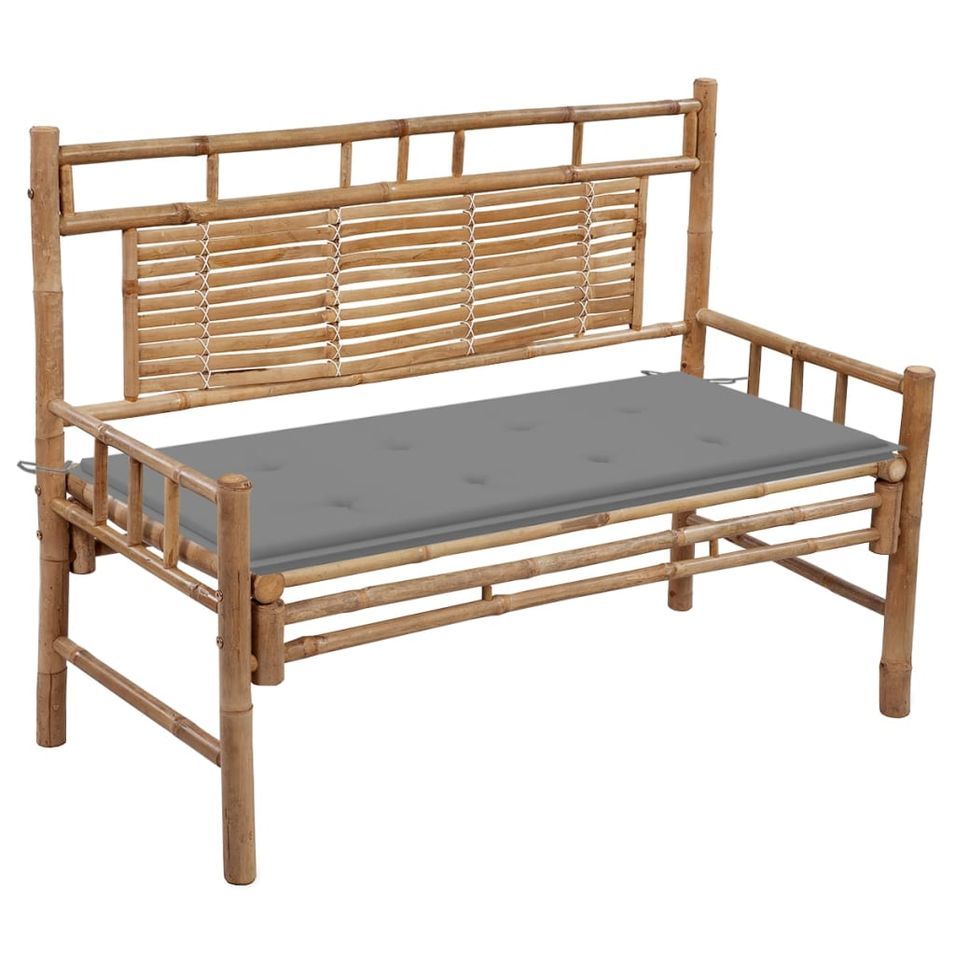 Banc de jardin avec coussin 120 cm Bambou 2 - Photo n°1