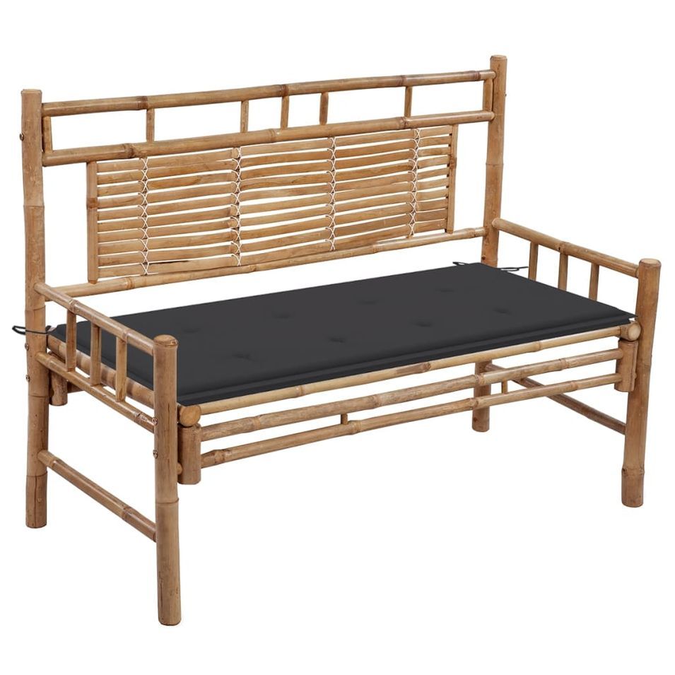 Banc de jardin avec coussin 120 cm Bambou - Photo n°1