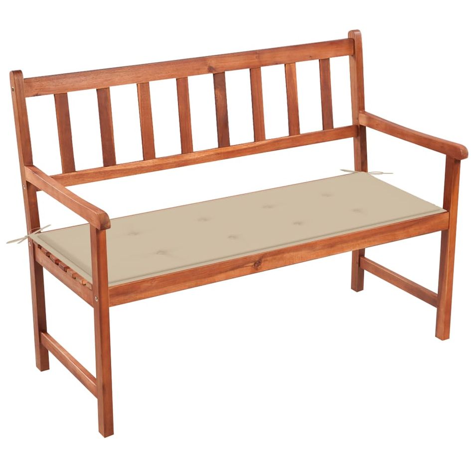 Banc de jardin avec coussin 120 cm Bois d'acacia massif 77 - Photo n°1