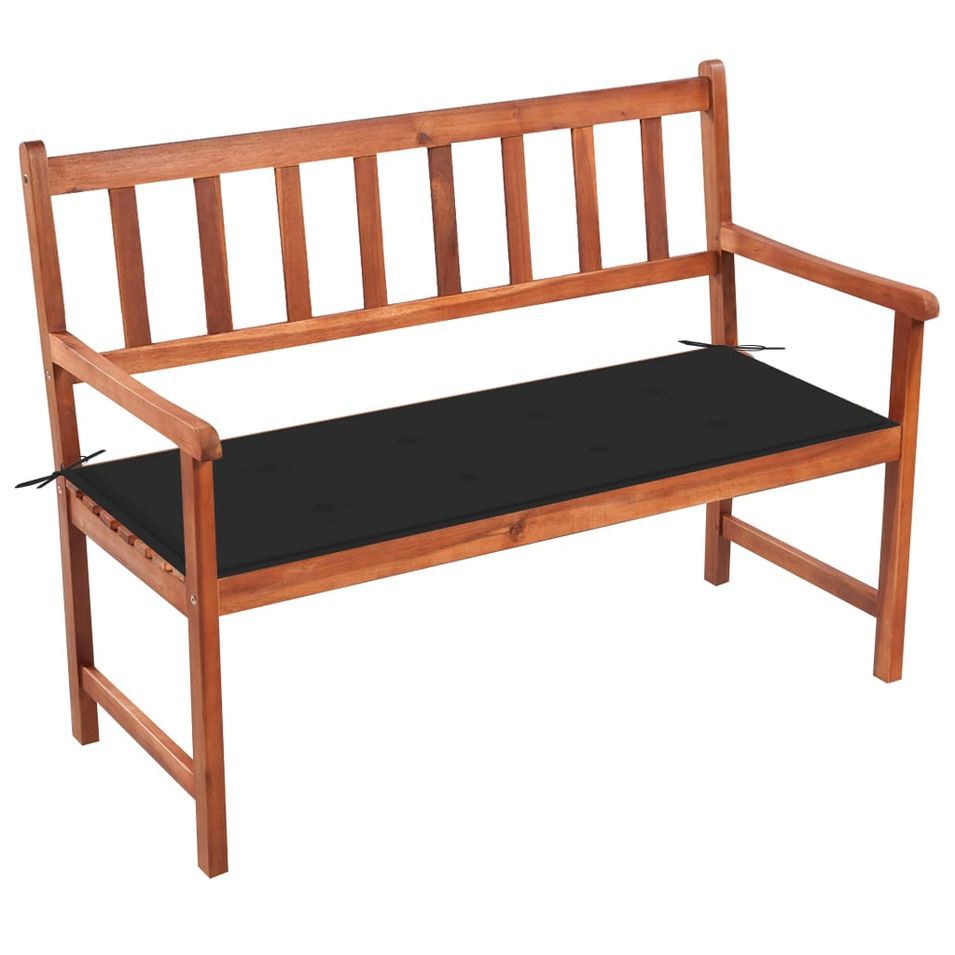 Banc de jardin avec coussin 120 cm Bois d'acacia massif 33 - Photo n°1