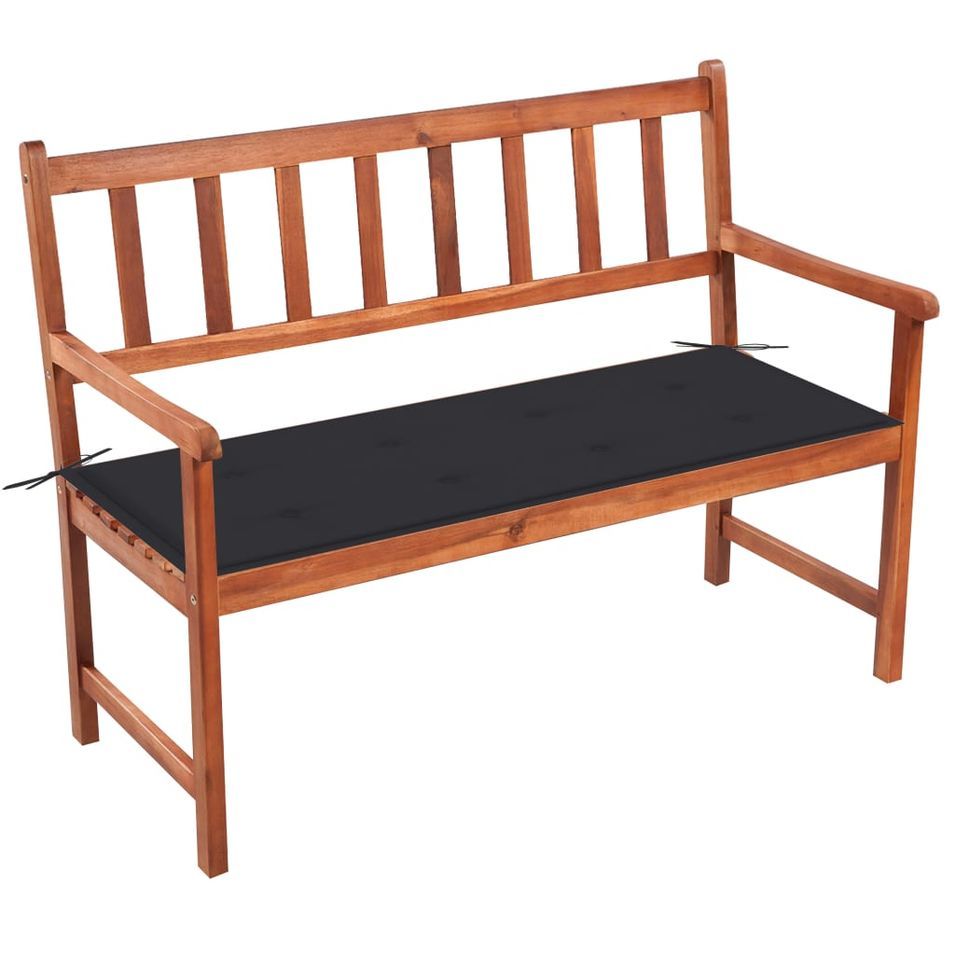 Banc de jardin avec coussin 120 cm Bois d'acacia massif 24 - Photo n°1