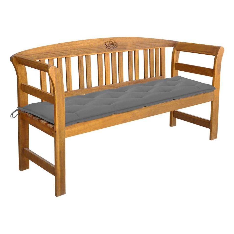 Banc de jardin avec coussin 157 cm Bois d'acacia massif - Photo n°1