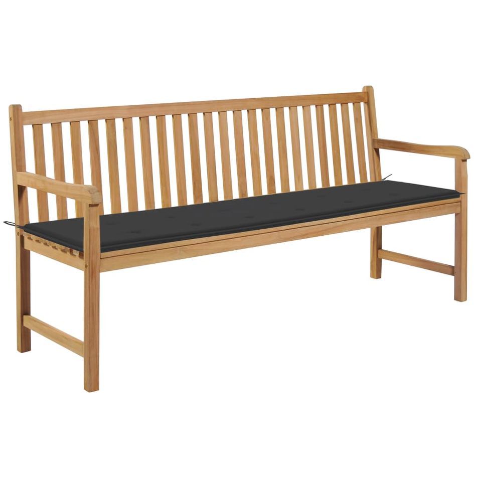 Banc de jardin avec coussin anthracite 175 cm Teck massif 2 - Photo n°1