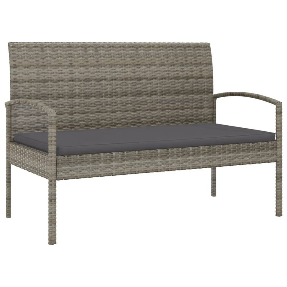 Banc de jardin avec coussin gris 105 cm résine tressée - Photo n°1