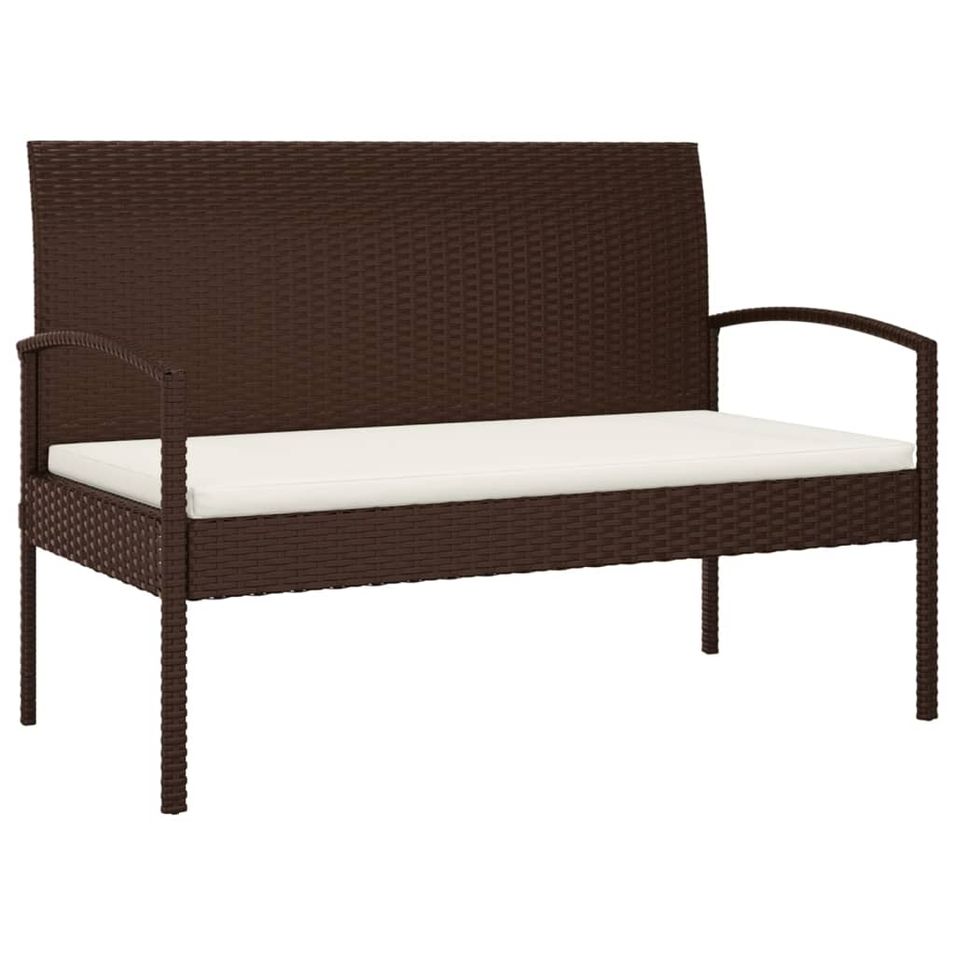 Banc de jardin avec coussin marron 105 cm résine tressée - Photo n°1