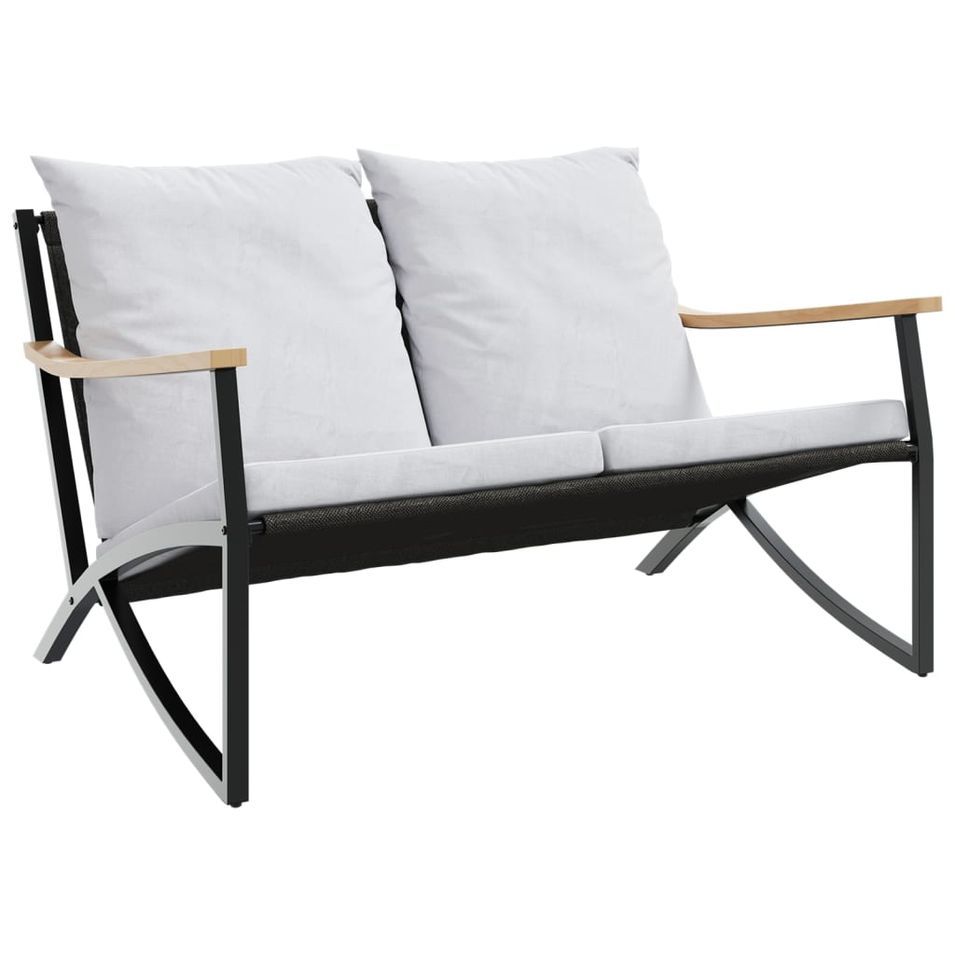 Banc de jardin avec coussins 120 cm noir acier - Photo n°1