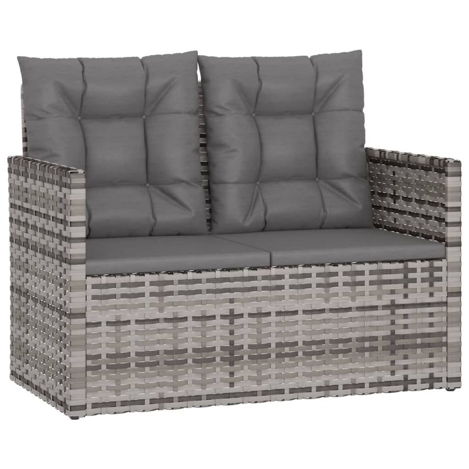 Banc de jardin avec coussins Gris 105 cm Résine tressée - Photo n°1
