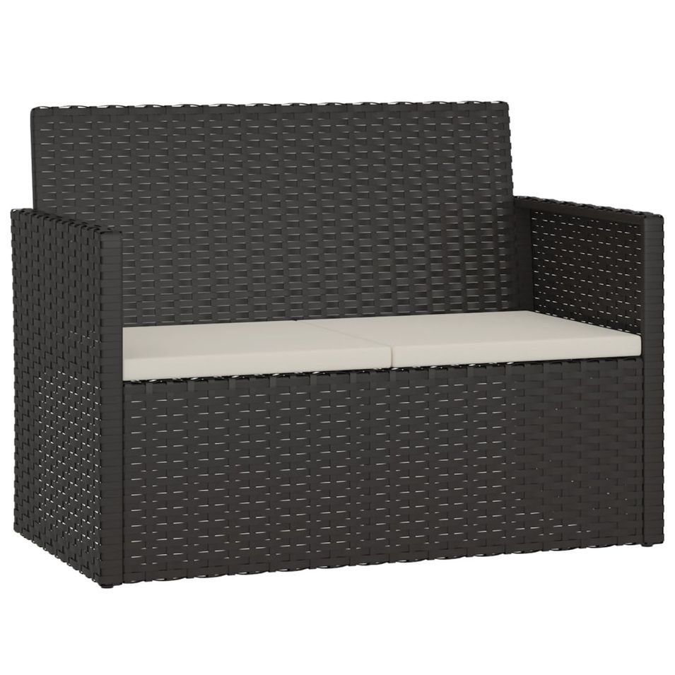 Banc de jardin avec coussins Noir 105 cm Résine tressée - Photo n°1