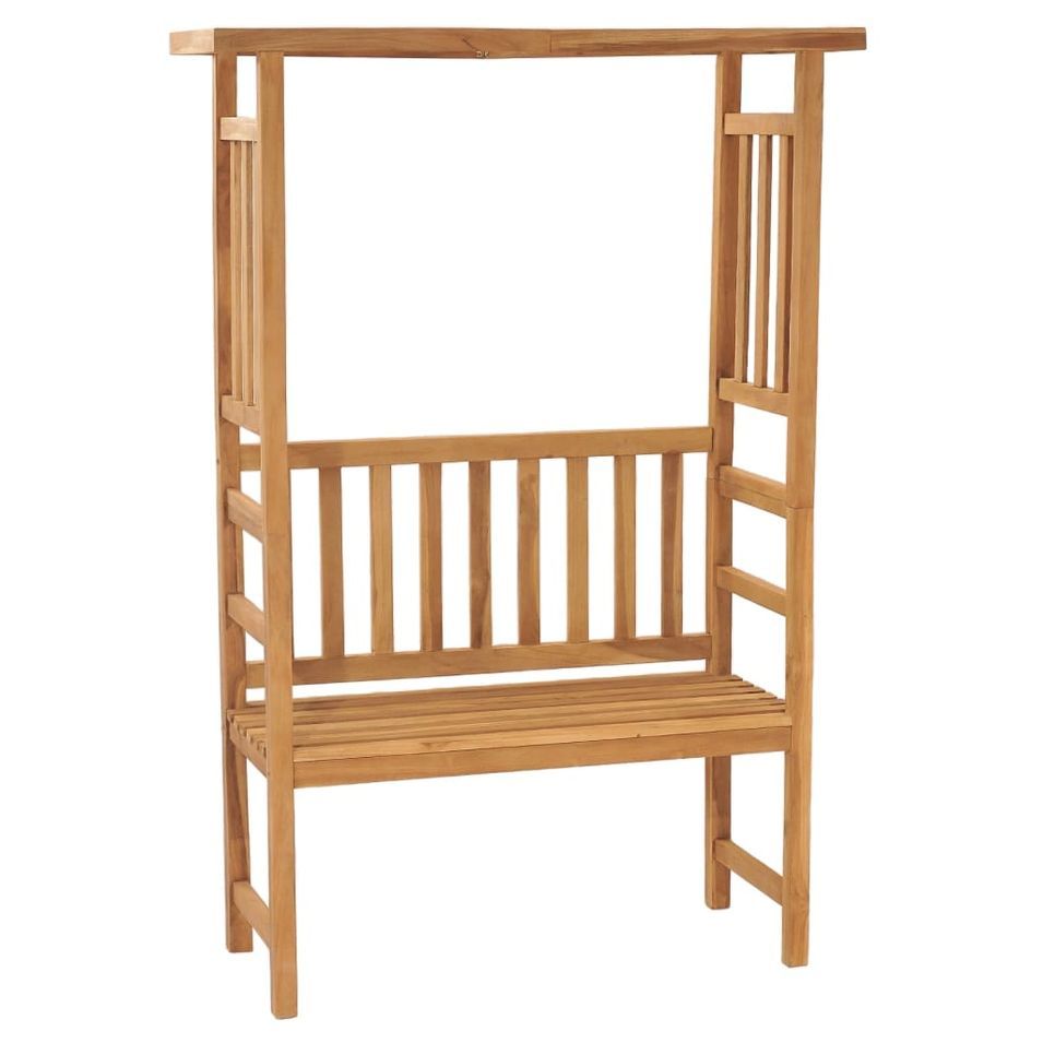 Banc de jardin avec pergola 115 cm Bois de teck solide - Photo n°1