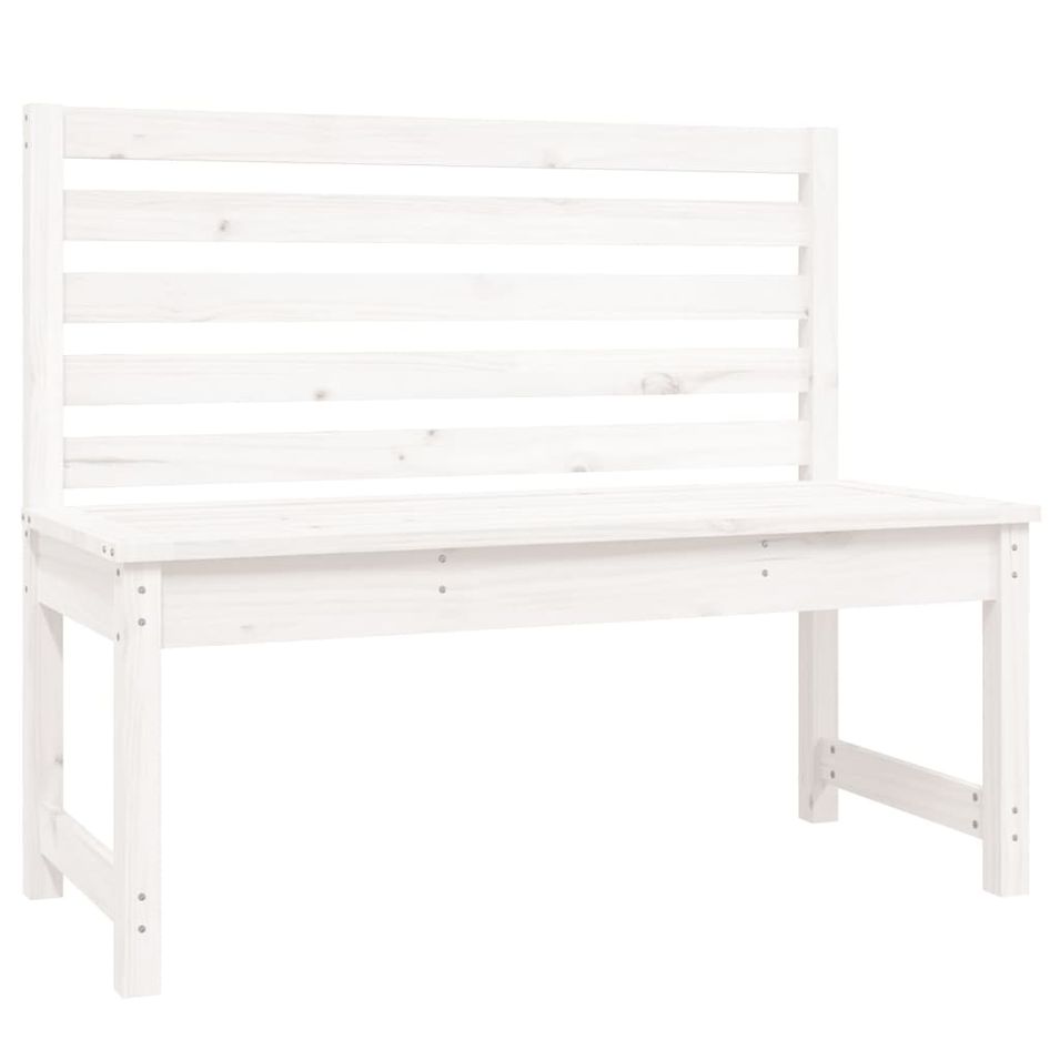 Banc de jardin blanc 109 cm bois massif de pin - Photo n°1
