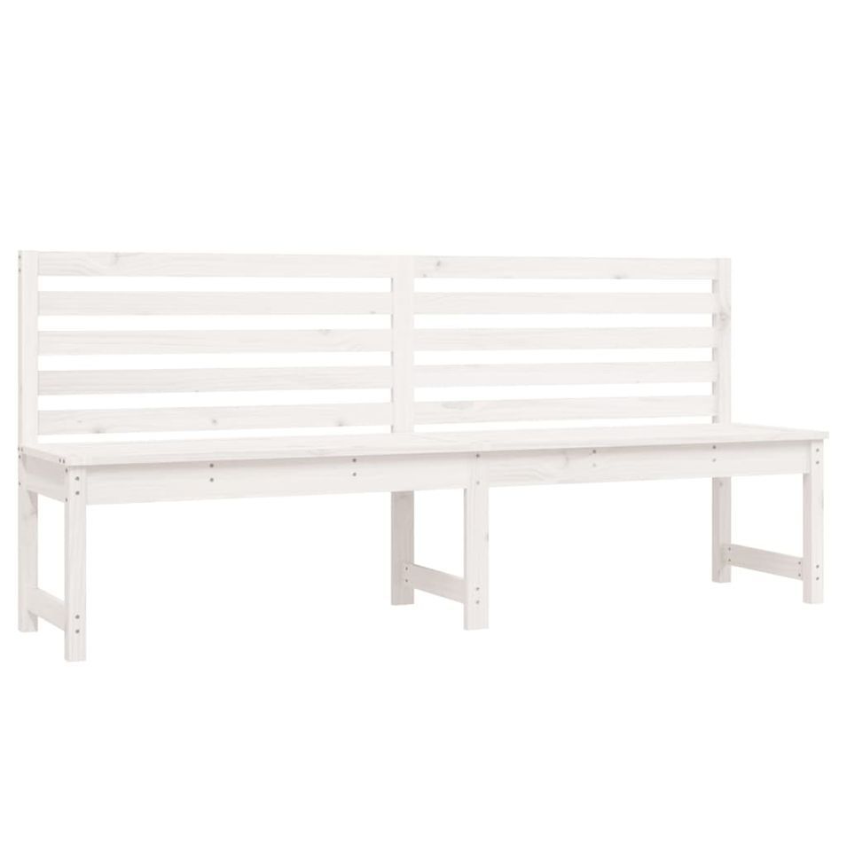 Banc de jardin blanc 201,5 cm bois massif de pin - Photo n°1